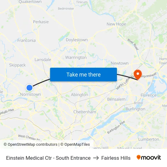 Einstein Medical Ctr - South Entrance to Fairless Hills map