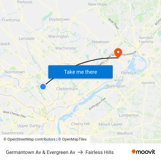 Germantown Av & Evergreen Av to Fairless Hills map