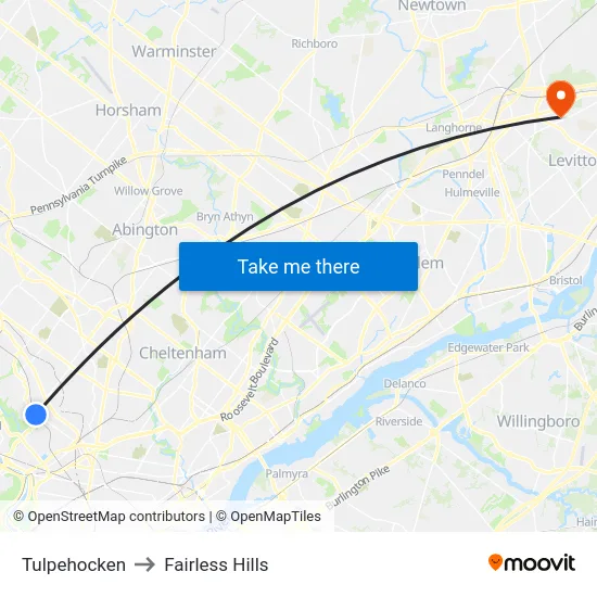 Tulpehocken to Fairless Hills map
