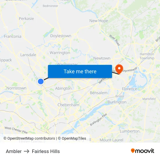 Ambler to Fairless Hills map