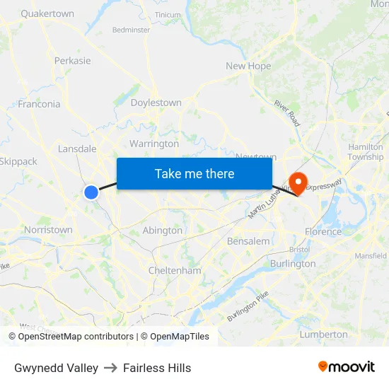 Gwynedd Valley to Fairless Hills map