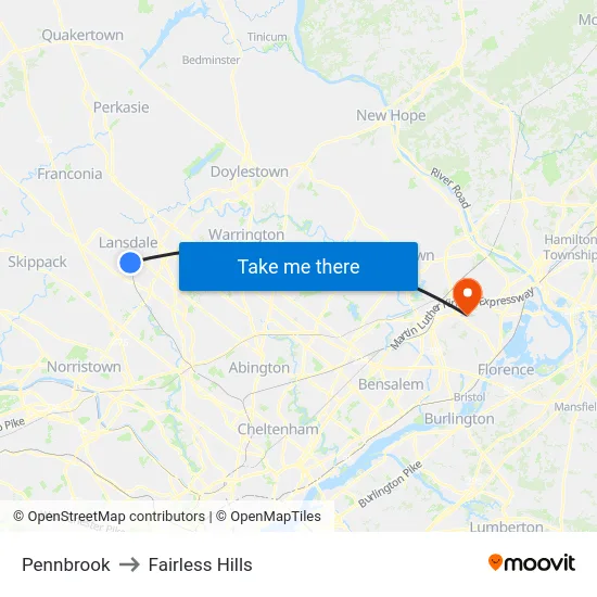 Pennbrook to Fairless Hills map
