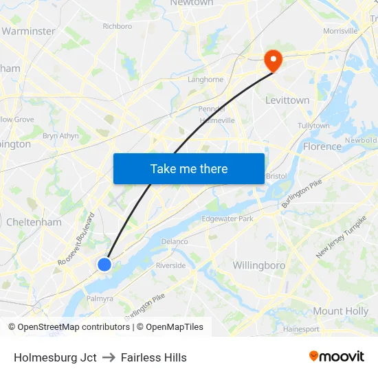 Holmesburg Jct to Fairless Hills map