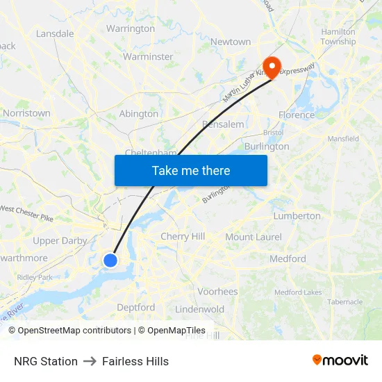 NRG Station to Fairless Hills map