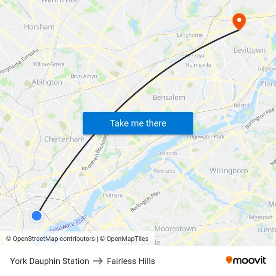 York Dauphin Station to Fairless Hills map