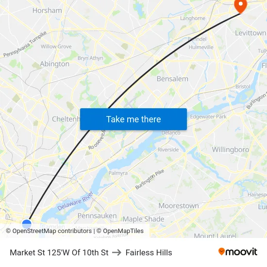 Market St 125'W Of 10th St to Fairless Hills map