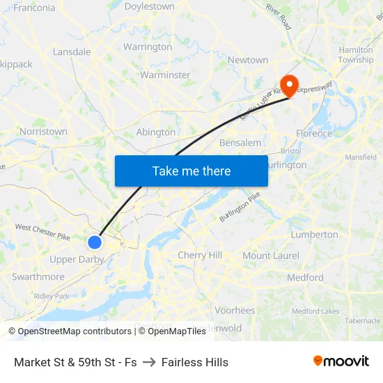 Market St & 59th St - Fs to Fairless Hills map