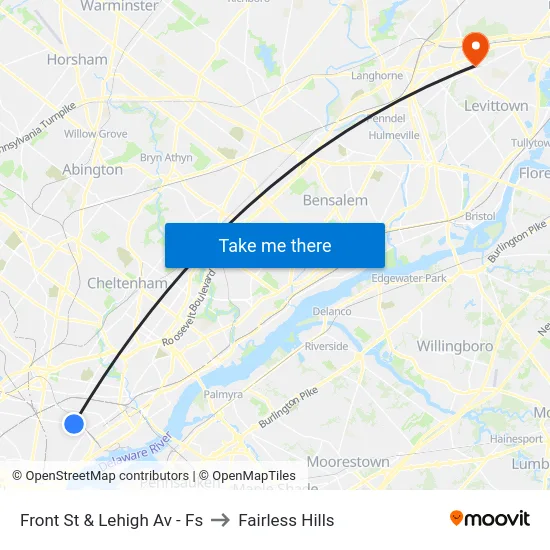 Front St & Lehigh Av - Fs to Fairless Hills map