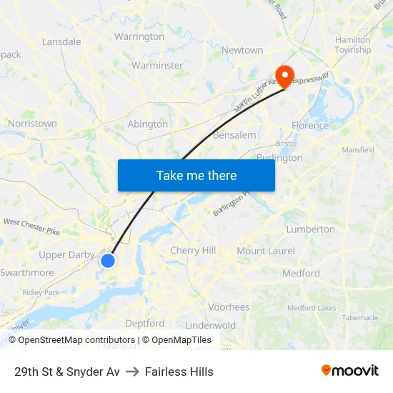 29th St & Snyder Av to Fairless Hills map
