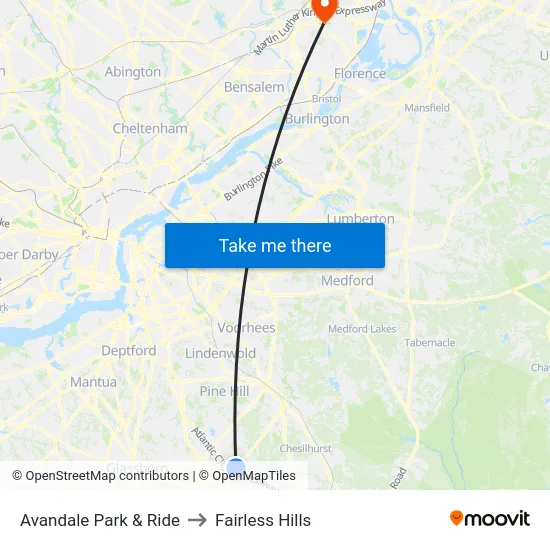 Avandale Park & Ride to Fairless Hills map