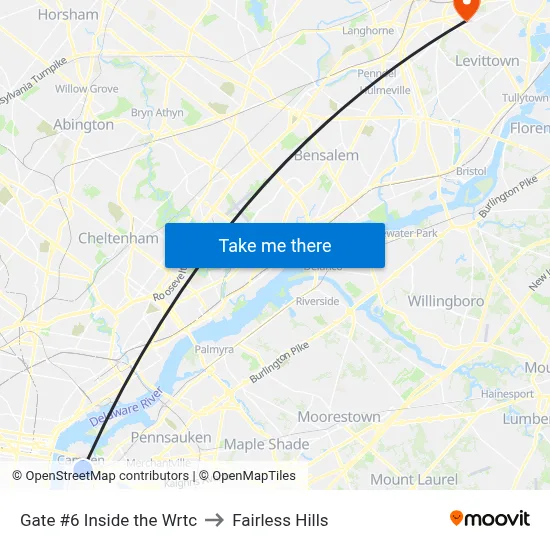 Gate #6 Inside the Wrtc to Fairless Hills map