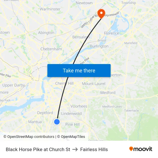 Black Horse Pike at Church St to Fairless Hills map