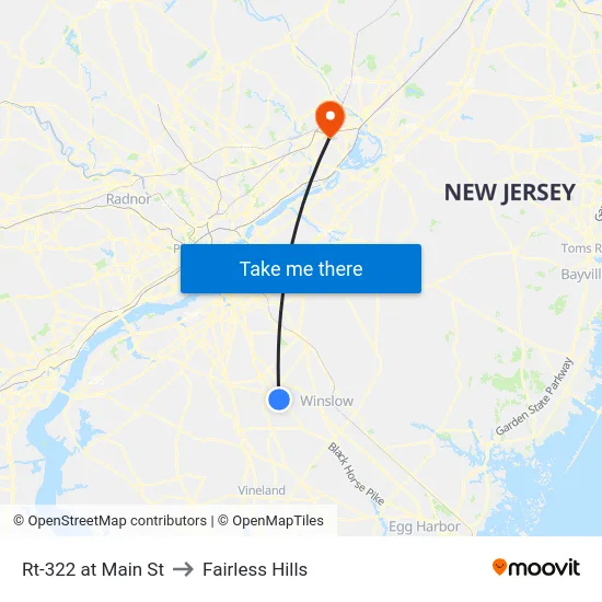 Rt-322 at Main St to Fairless Hills map
