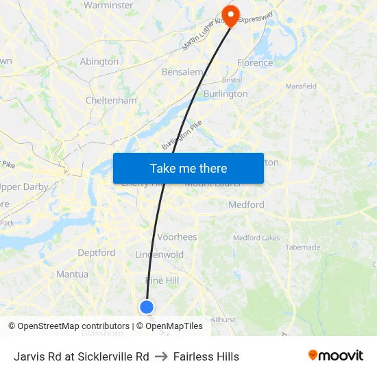 Jarvis Rd at Sicklerville Rd to Fairless Hills map