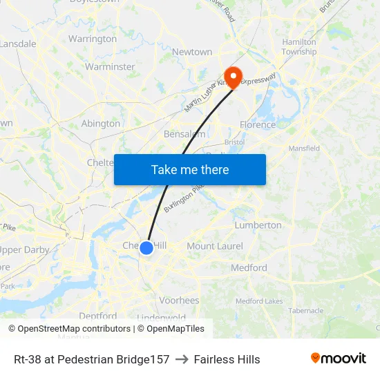 Rt-38 at Pedestrian Bridge157 to Fairless Hills map