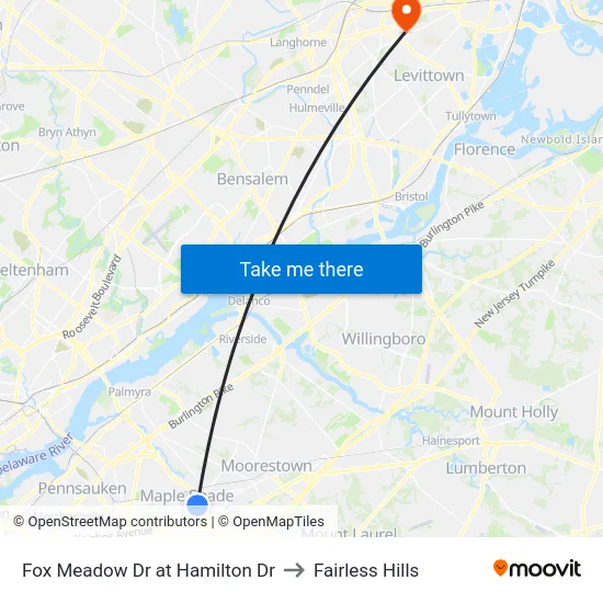 Fox Meadow Dr at Hamilton Dr to Fairless Hills map