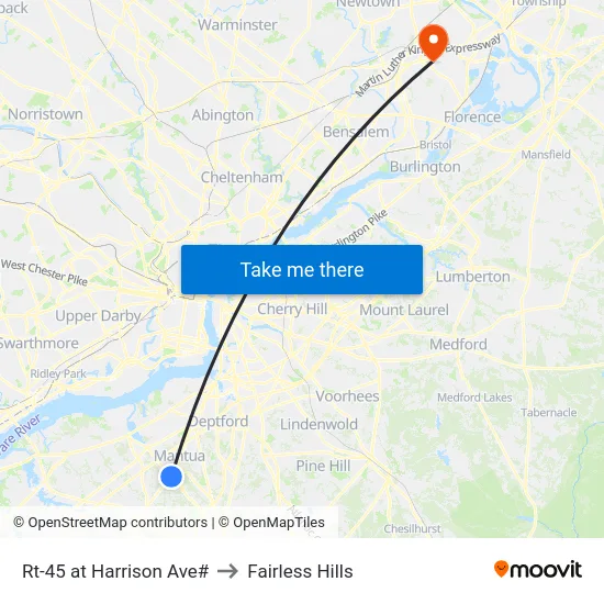Rt-45 at Harrison Ave# to Fairless Hills map