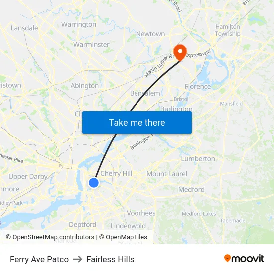 Ferry Ave Patco to Fairless Hills map