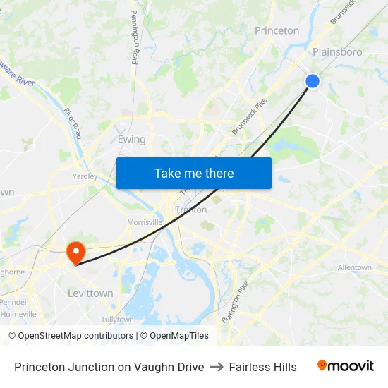 Princeton Junction on Vaughn Drive to Fairless Hills map