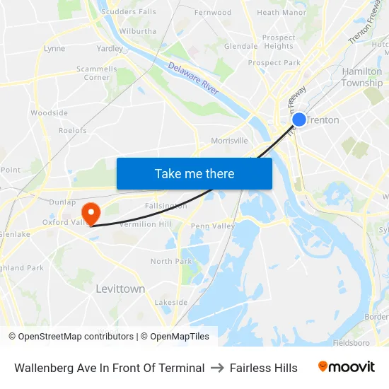 Wallenberg Ave In Front Of Terminal to Fairless Hills map