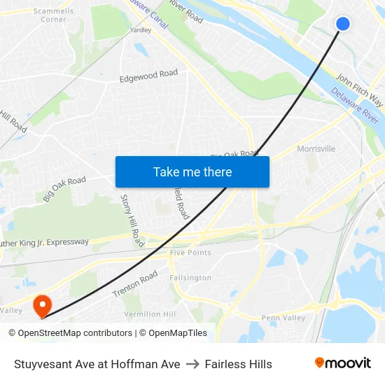 Stuyvesant Ave at Hoffman Ave to Fairless Hills map