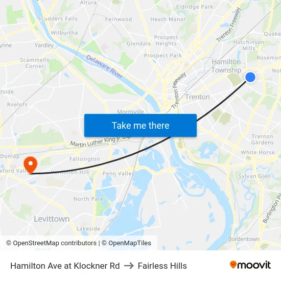 Hamilton Ave at Klockner Rd to Fairless Hills map