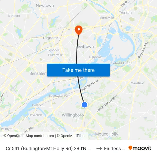 Cr 541 (Burlington-Mt Holly Rd) 280'N Of Sunset Rd to Fairless Hills map