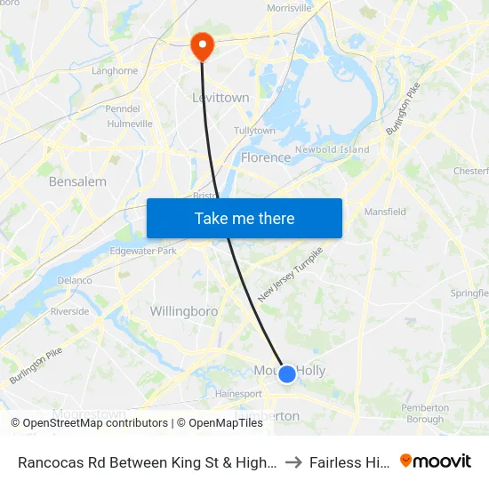 Rancocas Rd Between King St & High St to Fairless Hills map
