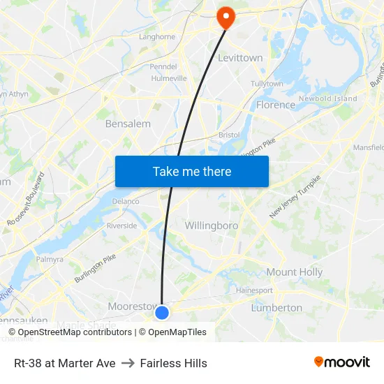 Rt-38 at Marter Ave to Fairless Hills map