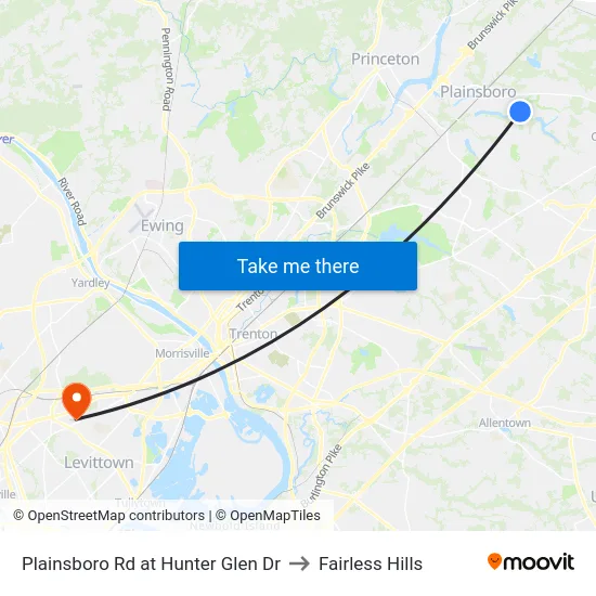 Plainsboro Rd at Hunter Glen Dr to Fairless Hills map