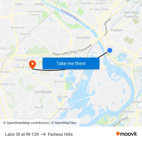 Lalor St at Rt-129 to Fairless Hills map