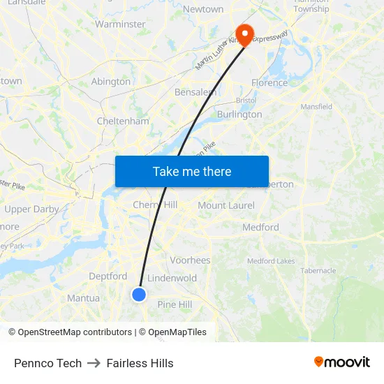 Pennco Tech to Fairless Hills map