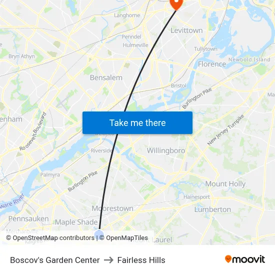 Boscov's Garden Center to Fairless Hills map