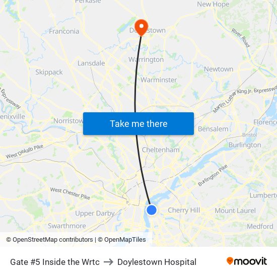 Gate #5 Inside the Wrtc to Doylestown Hospital map