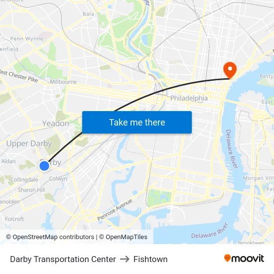 Darby Transportation Center to Fishtown map