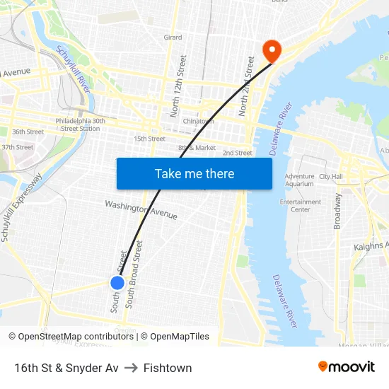 16th St & Snyder Av to Fishtown map