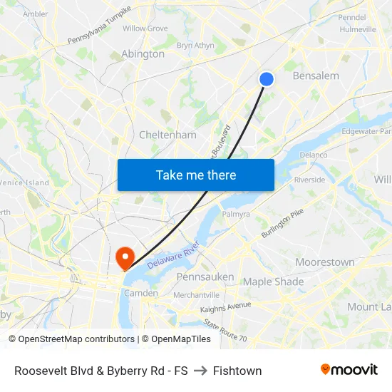 Roosevelt Blvd & Byberry Rd - FS to Fishtown map