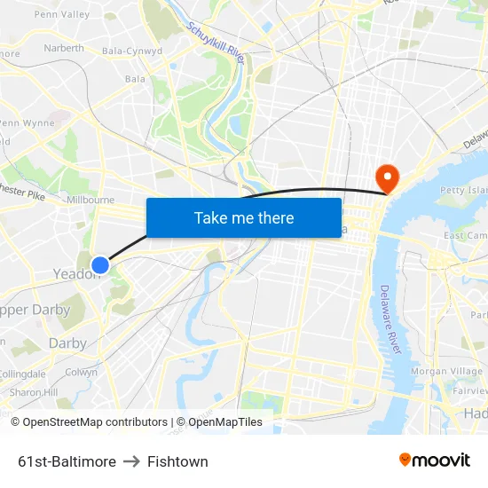 61st-Baltimore to Fishtown map