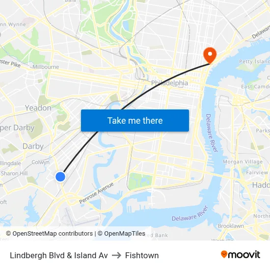 Lindbergh Blvd & Island Av to Fishtown map