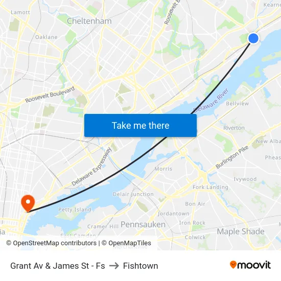 Grant Av & James St - Fs to Fishtown map