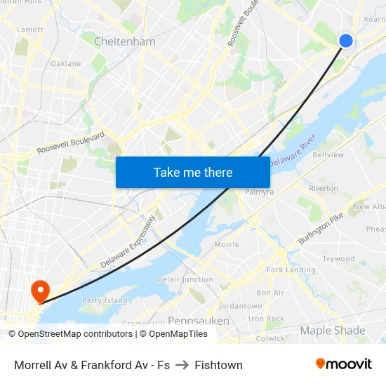 Morrell Av & Frankford Av - Fs to Fishtown map