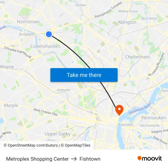 Metroplex Shopping Center to Fishtown map