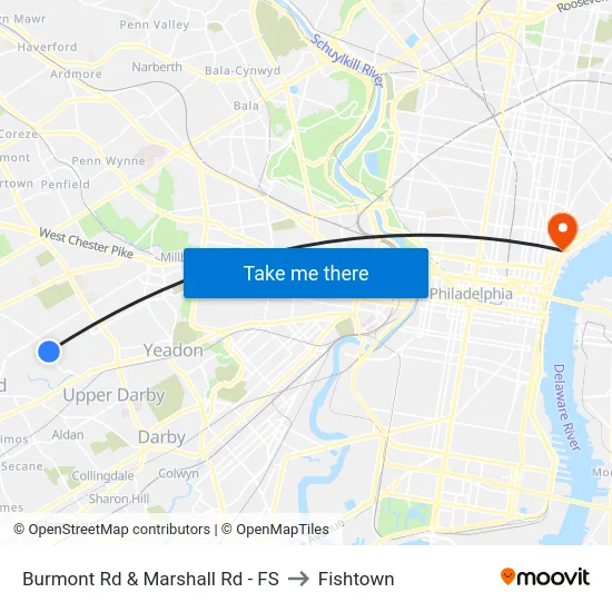 Burmont Rd & Marshall Rd - FS to Fishtown map