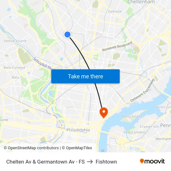 Chelten Av & Germantown Av - FS to Fishtown map