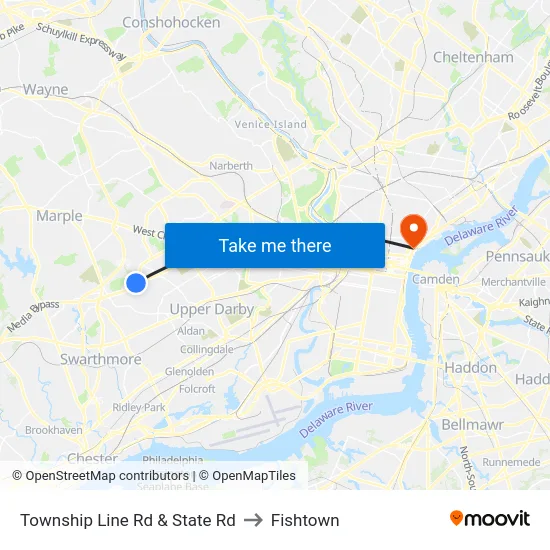 Township Line Rd & State Rd to Fishtown map