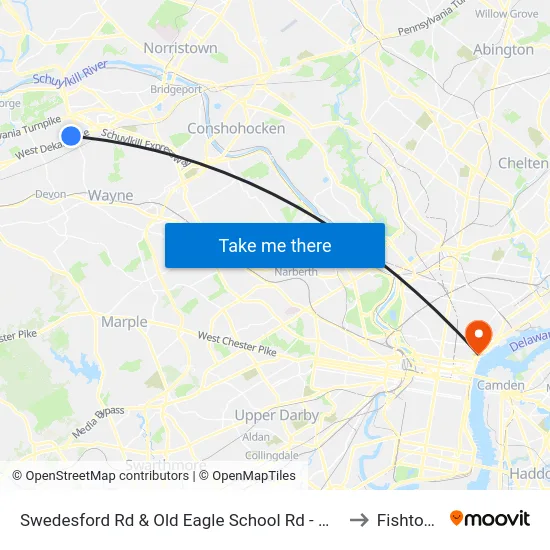 Swedesford Rd & Old Eagle School Rd - Mbns to Fishtown map