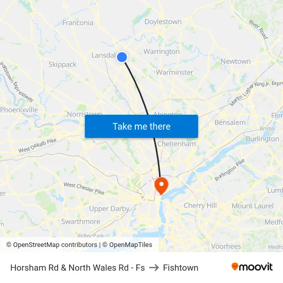 Horsham Rd & North Wales Rd - Fs to Fishtown map