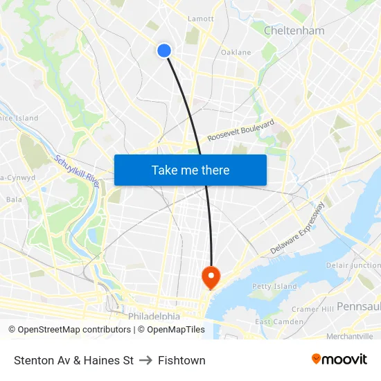 Stenton Av & Haines St to Fishtown map