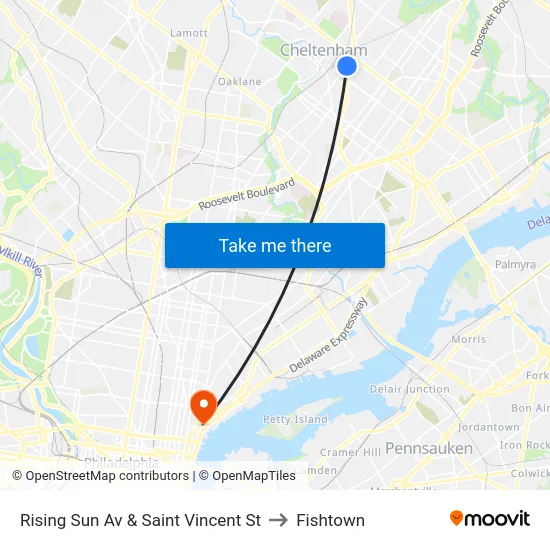 Rising Sun Av & Saint Vincent St to Fishtown map