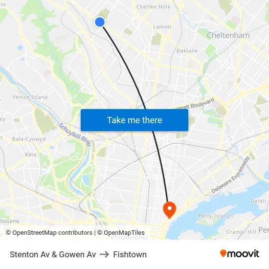 Stenton Av & Gowen Av to Fishtown map